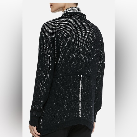 Eileen Fisher Black White Open Front Cardigan M - Picture 7 of 7